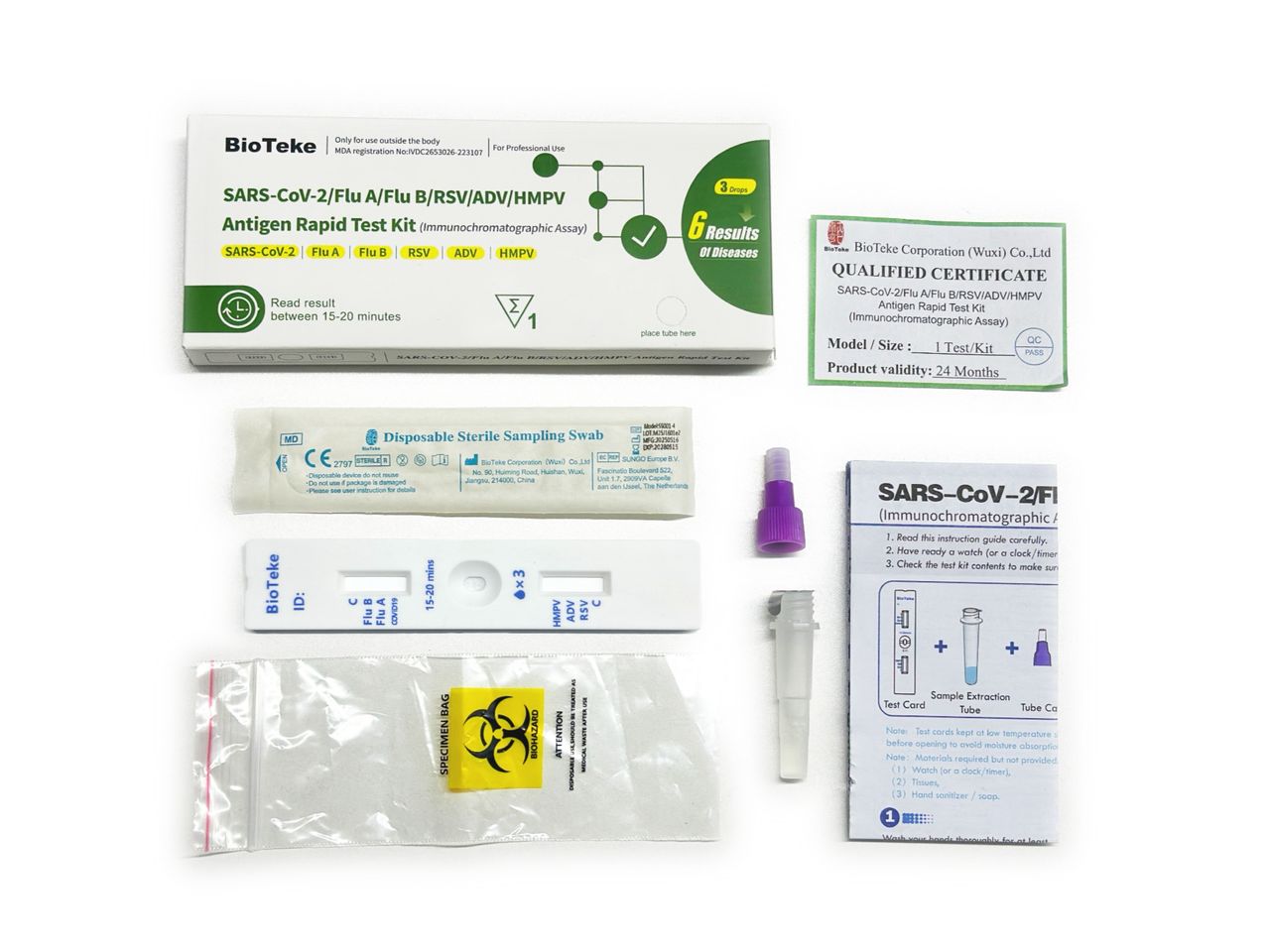 6 In 1 COVID Flu A&B RSV ADV HMPV Antigen Rapid Test Kit